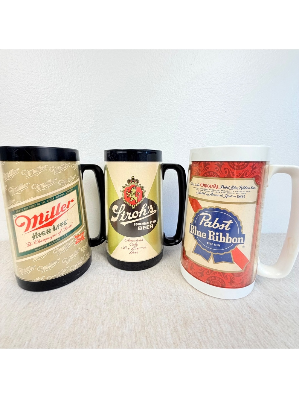 Vintage Thermo-Serv Beer Mug Lot Miller Stroh's Pabst PBR West Bend USA